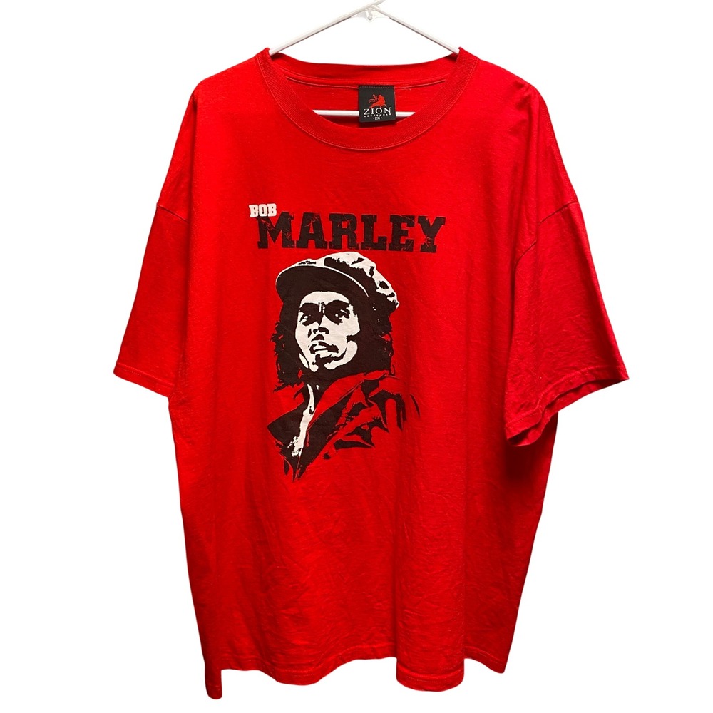 Zion Bob Marley Red Graphic T-Shirt Mens 2X Quote Back Print Reggae Music Tee
